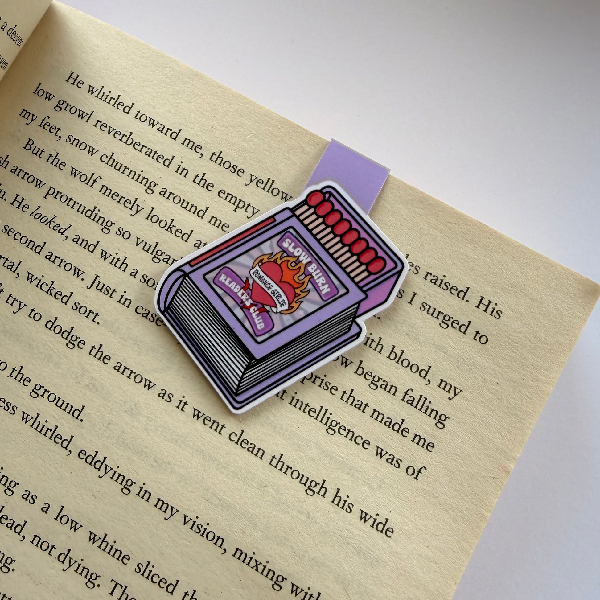 Bookmark with a book design on a page of text